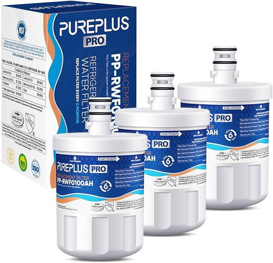 PUREPLUS PRO NSF/ANSI 53&42 Certified Refrigerator Water Filter Replacement for LG LT500P, ADQ72910901, GEN11042FR-08, Kenmore 9890, 469890, HDX FML-1, ADQ72910907 Refrigerator Water Filter, 3Pack