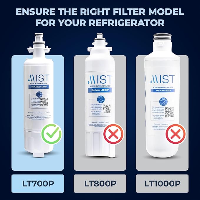 Mist Fresh LT120F Refrigerator Air Filter Replacement and ADQ36006101 Water Filter Replacement for LG, ADQ36006102, Kenmore Elite 9690, 46-9690, 469690, RFC 1200A, FML-3, (3 & 3 Pack bundle)