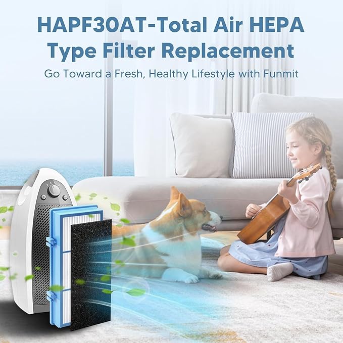 HAPF30AT-Total Air HEPA Type Filter Replacement for Holmes AER1 Air Purifier, Compatible with HAPF30AT and HAP242-NUC (2 HEPA Filters + 4 Carbon Booster Filters) by Funmit
