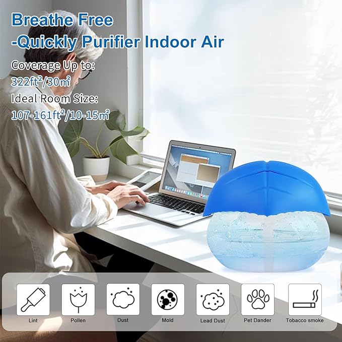 Water-Based Purifier Air Washer, Air Revitalizer & Freshener, Air Fresher with 7 LED Color Changing Light for Rooms (Blue)