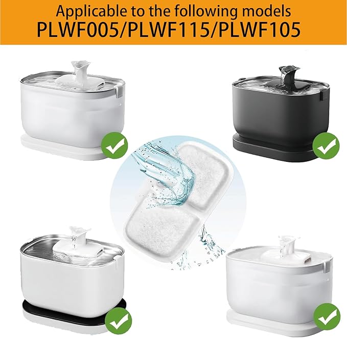 20 Packs Cat Water Fountain Filter Replacement Compatible with PETLIBRO® Dockstream Cat Water Fountain PLWF005/PLWF115/PLWF105,Triple Filtration System Replacement Filter with Pre-Filter Sponge