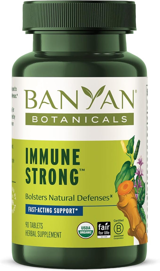 Banyan Botanicals Immune Strong – Organic Supplement with Turmeric & Tulsi ­­– Ayurvedic Immune Formula That Supports The Body's Natural Defenses* – 90 Tablets – Non-GMO Sustainably Sourced Vegan