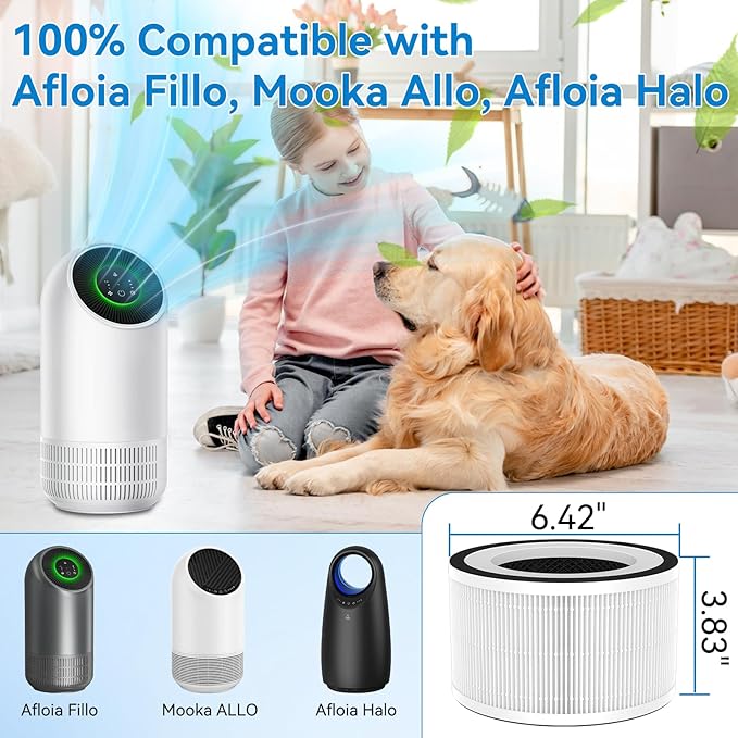 2-Pack True Replacement Filter Compatible with Afloia Fillo/Halo/Mook-a Allo, 3-in-1 High Efficiency True Filter for Fillo Filter