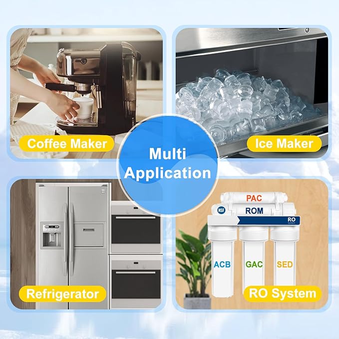 Inline Water Filter for Refrigerator and Ice Maker(2 Pack),1/4" Push Connect Post Carbon Filter Replacement for Reverse Osmosis Water System