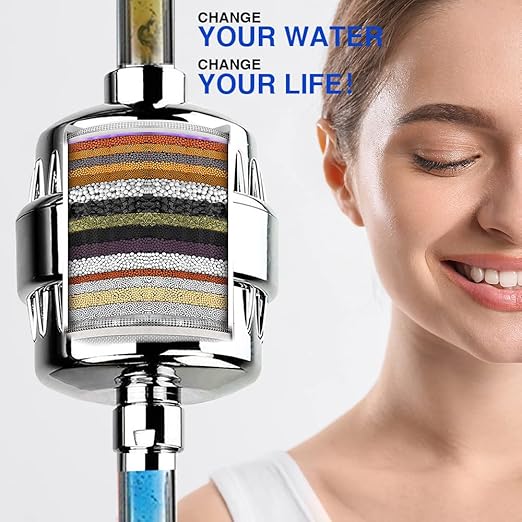 Shower Filter, 20 Stage Shower Head Filter for Hard Water High Output Shower Water Filter Shower Water Softener with 3 Replaceable Filter Cartridges Reduce Chlorine, Dry Skin, Itchy Scalp -Black