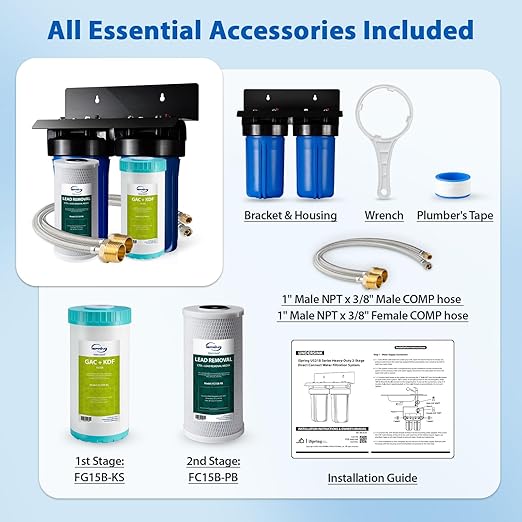 iSpring US21B-CPB 4-Layer High Capacity Under Sink Water Filter, Reduces Lead, PFAS, PFOA/PFOS, Chlorine, Bad Taste & Odor, w/ 2 Upgraded Direct Connect Hoses