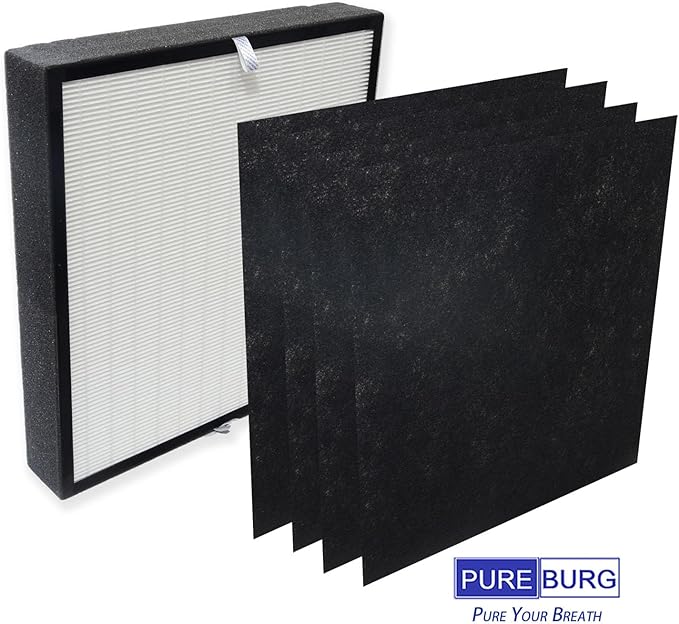 PUREBURG Replacement True HEPA Filter Set Compatible with Alen A350 and A375 Air Purifiers, Part No. BF25A (Also Compatible BF15A),H13 Activated carbon Air Clean Dust VOCs Odor,1+4 Pre-Filters