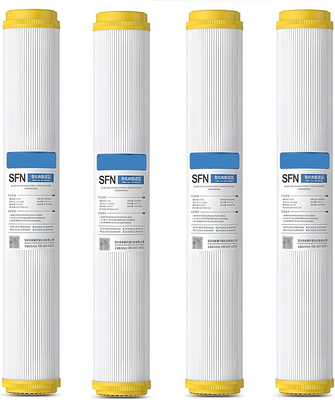 20" x 2.5" Cation Resin Water Softener Cartridge, 4pcs Replacement water filter, for Standard 20inch Whole House Water Filter Systems