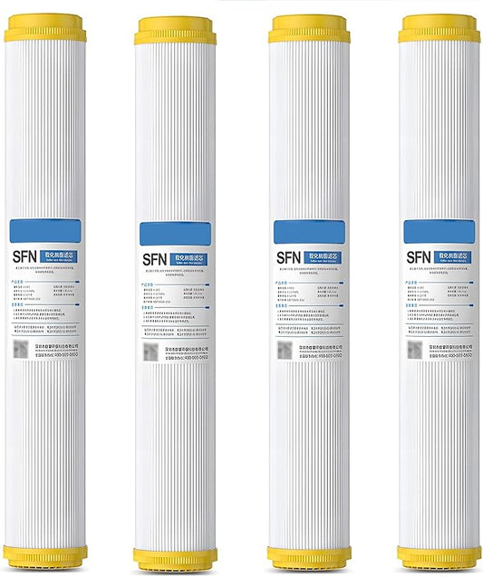 20" x 2.5" Cation Resin Water Softener Cartridge, 4pcs Replacement water filter, for Standard 20inch Whole House Water Filter Systems