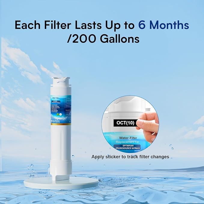 Water Filter Replacement, Compatible with EPTWFU01 and Pure Source Ultra II, EWF02, EPTWFU01C, 4562222, 012505454226, 807946701 – Advanced Filtration Technology, Long Life Span 1 Pack