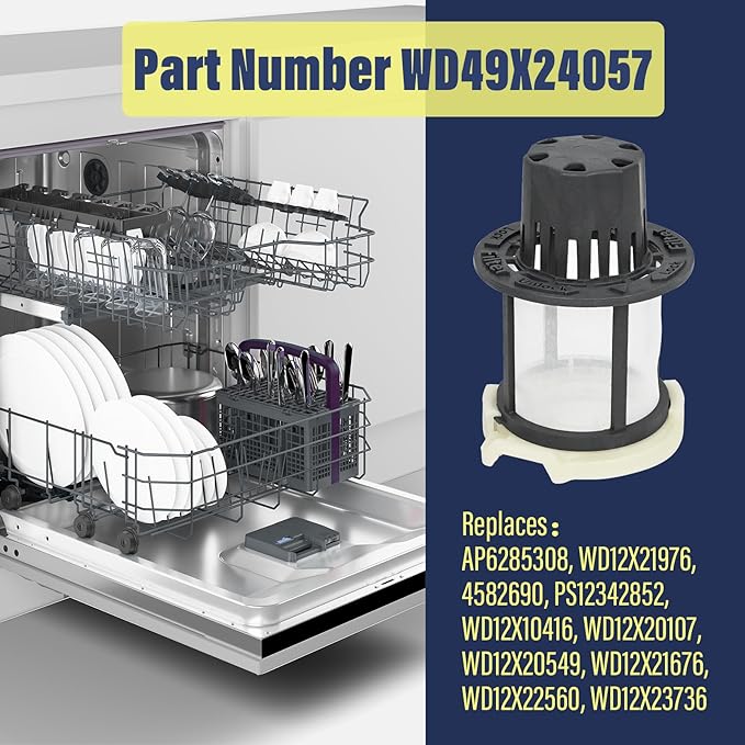 WD49X24057 Dishwasher Ultra Fine Filter Kit For GE Replacement parts WD49X24057 WD12X21976 4582690 PS12342852 WD12X10416 WD12X20107 WD12X20549 WD12X21676 WD12X22560 WD12X23736 Fine Filter Kit
