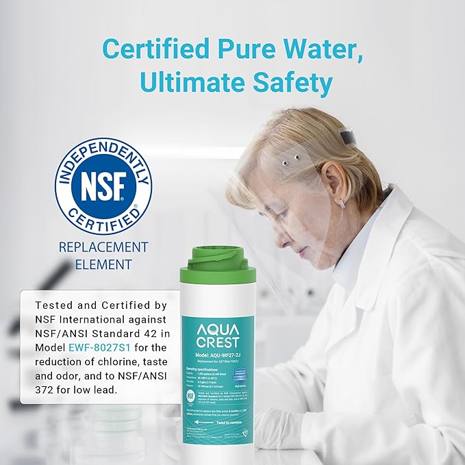 AQUA CREST FQK2J Under Sink Water Filter, Replacement for GE FQK2J, FQK1K, NSF/ANSI 42 372 Certified, 1350 Gallons Dual Flow Drinking Water Replacement Filters (4 Count)