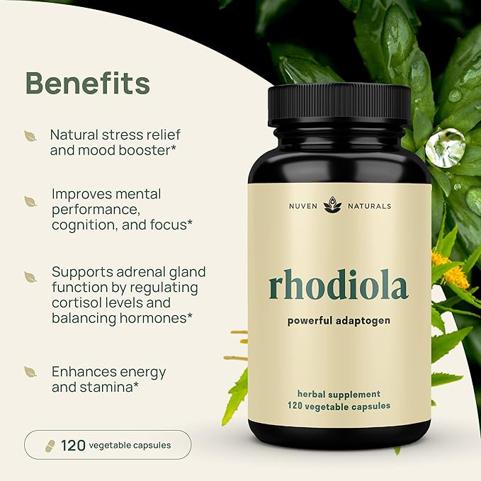 Rhodiola Rosea 600 mg | 60 Servings | Ultra Potent Rhodiola Supplement with 3% Salidroside & 1% Rosavins for Stress Support, Mood Support & Energy - Adaptogens for Calm & Focus - Gluten Free & Non-GMO