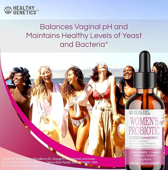 Liquid Probiotics for Women | Prebiotic + Cranberry + Probiotics for Digestive Health | Acidophilus Probiotic | Dairy Free | Vegan | Non-GMO | Gluten Free | 30 Servings