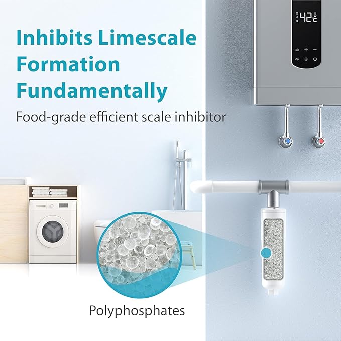 AQUA CREST AP431 AP430SS Whole House Scale Inhibitor - Inline Water System, Prevents Scale Build Up On Hot Water Heaters, Pipes and Boilers