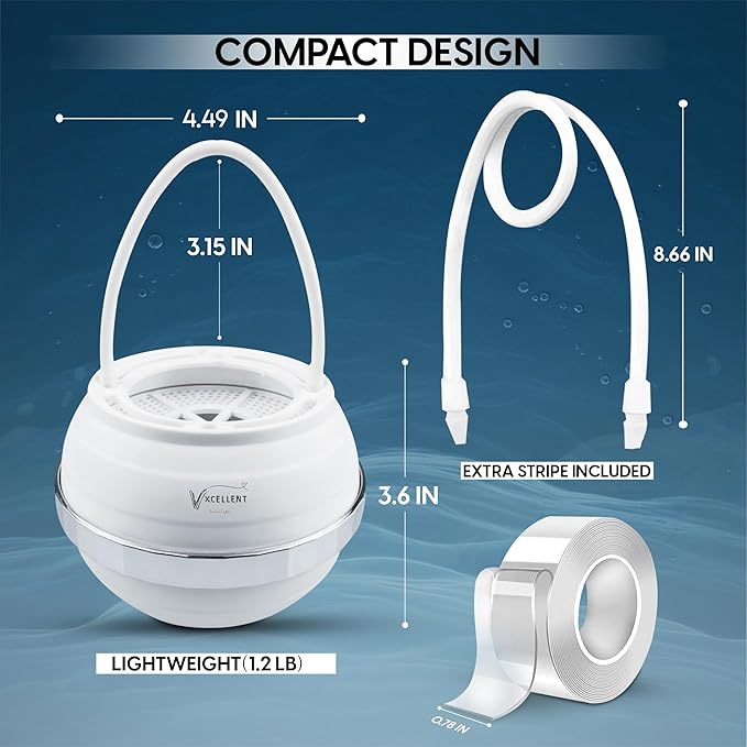 VXCELLENT 8-Stage Bathtub Water Filter – Removes Chlorine & Impurities – Vitamin C + Carbon Filtration – Long-Lasting 5,000 Gallons – Skin & Hair Friendly Bath Filter