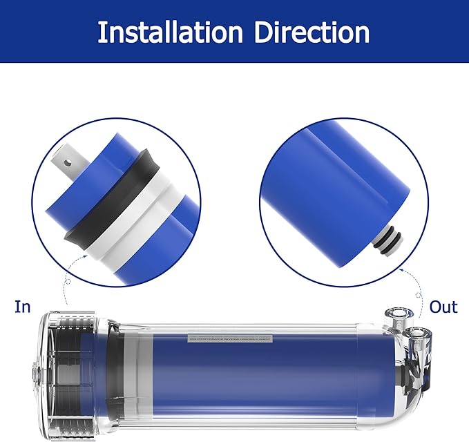 400 GPD RO Membrane Filter Replacement with Reverse Osmosis Membrane Housing, Wrench, 1/4" Quick-Connect Fitting, Check Valve, Fit Under Sink RO Home Drinking Water Filter Filtration Purifier System