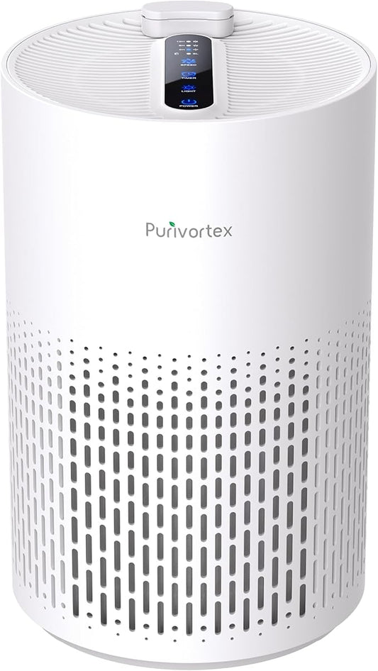 Purivortex Air Purifiers for Home, Quiet HEPA Air Filter for Pollen, Smoke, Dust, Pet Dander, Odor, Hair, Covers Up to 880 Sq Ft (Model: AC400 White with Fragrance Sponge)