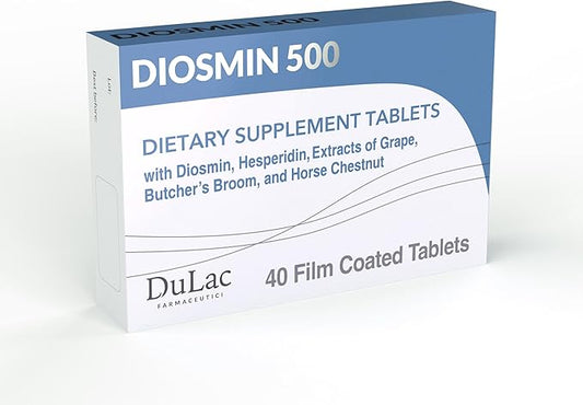 Dulàc - Diosmin 500 with Horse Chestnut, Butcher’s Broom, Red Grape & Hesperidin - Dietary Supplement - 40 Tablets - Made in Italy