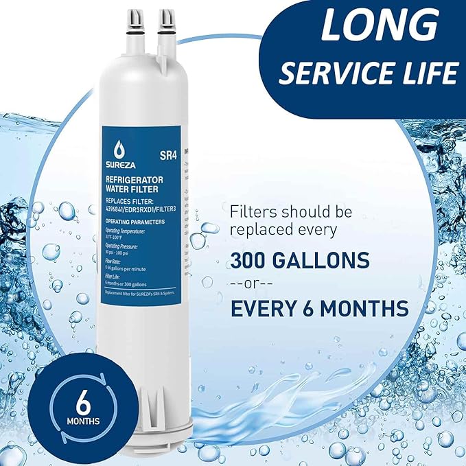 Refrigerator Water Filter Compatible with Everydrop® Filter 3, EDR3RXD1, 4396841, 4396710, Kenmore® 9030, 9083, 46-9083, 46-9030, 3Pack