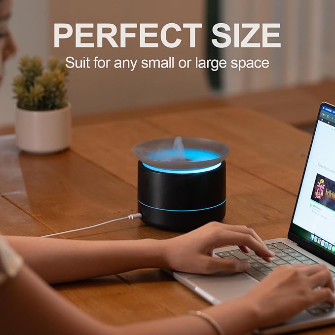 200ML Tabletop Fountain, Atomizing Desktop Fountain & Clouds Mist Essential Oil Diffusers, Aroma Air Aromatherapy Diffuser, Cool Mist Humidifiers, Zen Meditation Illuminated Indoor Relaxation