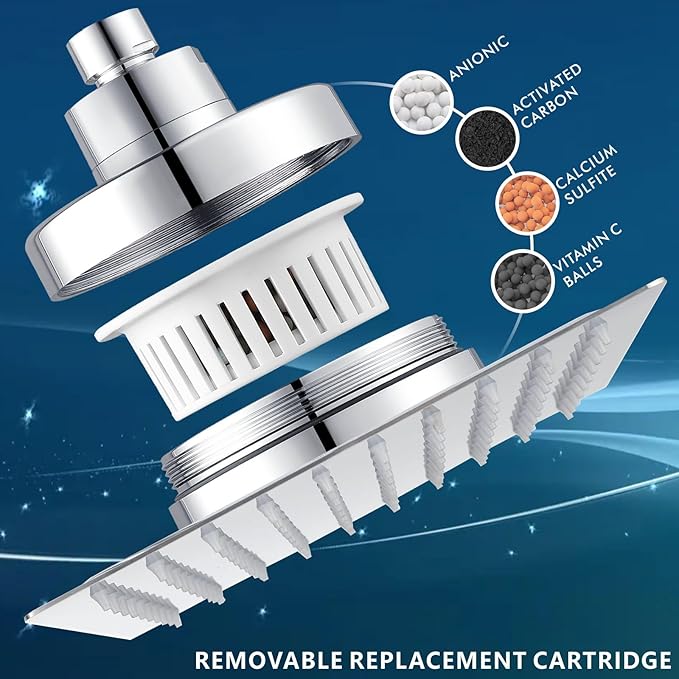 Filter Replacement Cartridge for Voolan Filtered Shower Head, 2 Pack 15 Stage Filters for Hard Water Remove Chlorine and Harmful Substances