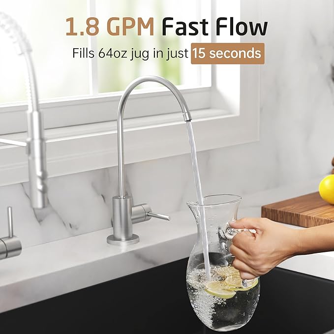 KES Drinking RO Water Faucet Lead-Free, Reverse Osmosis Faucet for Kitchen Sink, 18/8 Stainless Steel Water Filter Faucet, Fits Most RO Water Filtration System, Brushed Finish, Z506LF-BS