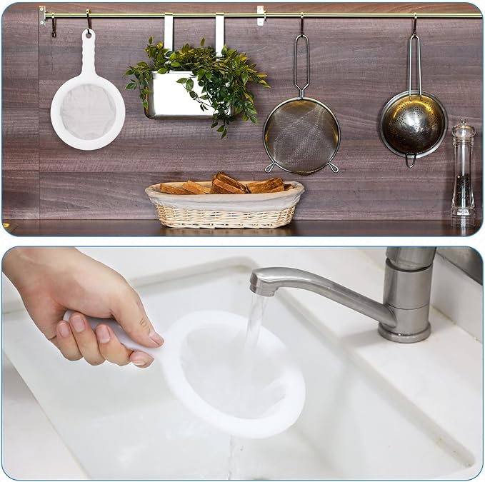 2PCS Ultra Fine Strainer for Liquids, 100/200 Nylon Fine Mesh Juicer Strainer for Pulp, Essential Kitchen Juice Strainers for Milk Juice Wine Cheese Whey Grease Coffee, Suitable for 5 Inch Filter