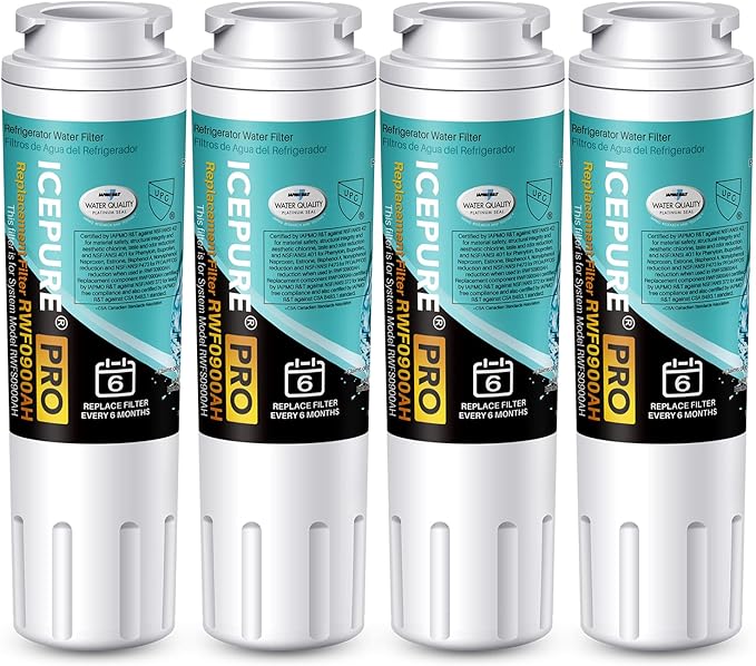 ICEPURE PRO UKF8001 NSF401&473&53&42 Certified Replacement Everydrop EDR4RXD1, Filter 4, Maytag UKF8001AXX UKF8001P, Whirlpool 4396395 WF-UKF8001 FMM-2 MPF15090 SGF-M9 Refrigerator Water Filter 4PACK