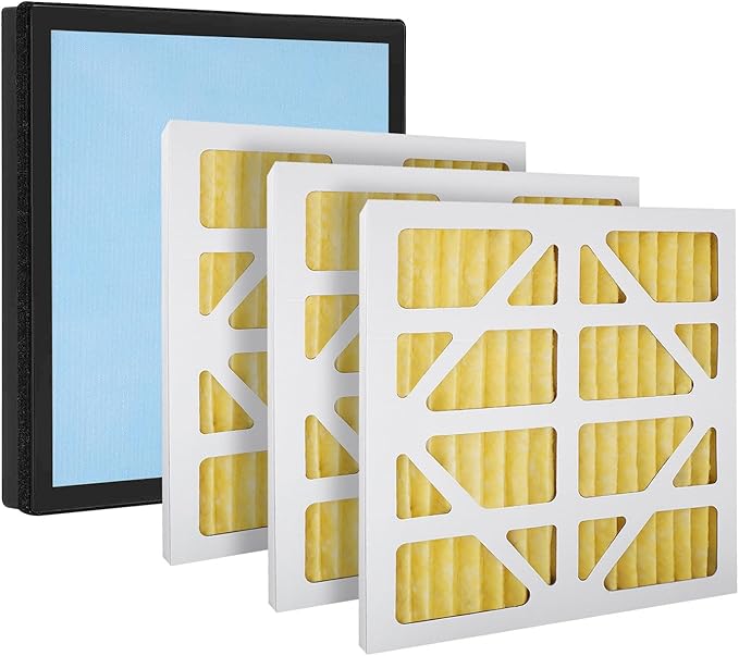 Upgraded 3 Pack MERV-11 Filter and 1 Pack HEPA& Activated Carbon Filter Replacement Set Compatible with AlorAir CleanShield HEPA 550 Air Scrubber (Pack of 4)