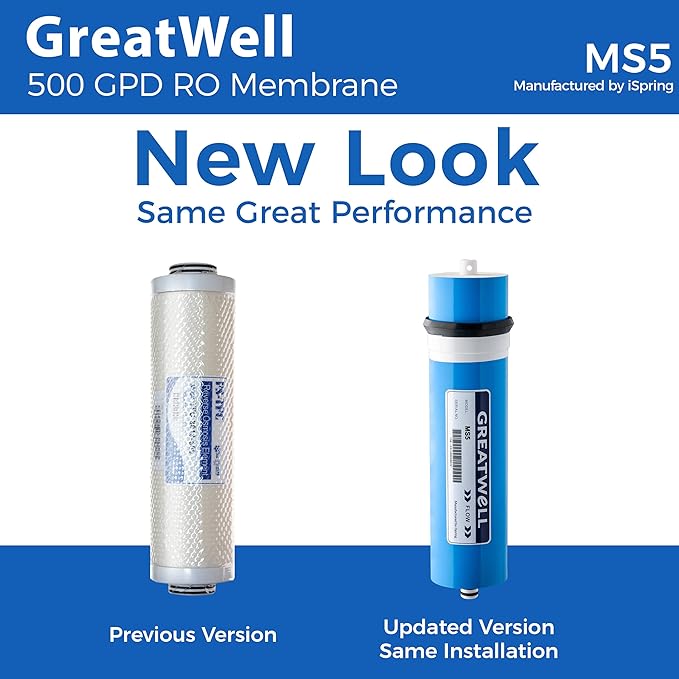 iSpring MS5 500GPD Reverse Osmosis (RO) Membrane Replacement 3.0" x 11.7", Fits RCS5T, Updated Version