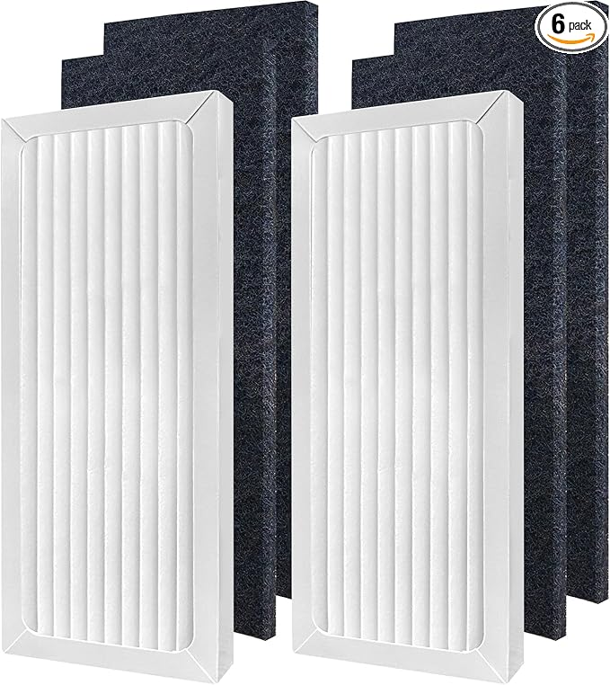 990051000 True HEPA Air Purifier Replacement Filter Compatible with Hamilton Beach TrueAir 04383 04384 04385 04386 Compact Pet Air Purifiers, 2 HEPA Filters and 4 Activated Carbon Pre-Filters