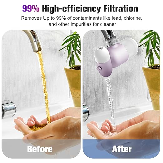 4 Modes Kitchen & Bathroom Water Filter for Sink Faucet with 2pcs Replacement Filters - 720° Rotating Sink Faucet Aerator for Skin Care - Hydrate & Brighten Skin with 15/16’’ Male Thread