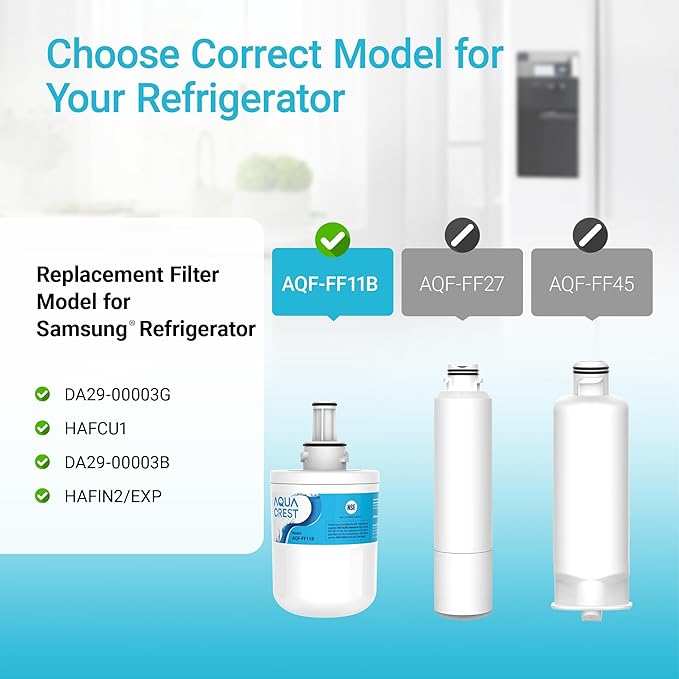 AQUA CREST DA29-00003G Refrigerator Water Filter, Replacement for Samsung DA29-00003G, DA29-00003B, DA29-00003A, Aqua-Pure Plus, HAFCU1, RFG237AARS, RS22HDHPNSR, RSG257AARS, WSS-1 (Pack of 3)