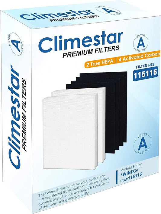 Climestar True HEPA Filter A 115115 Size 21 Pack of 2 Hepa plus 4 PreFilter Replacement filters Compatible with Winix Air Purifiers 6300 P300 5300 5500 5300-2 6300-2 C535