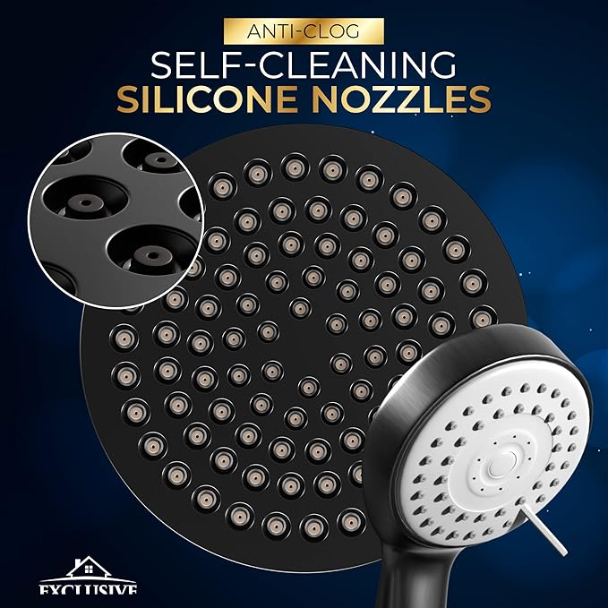 Shower Head With Handheld Combo, 6 Inch High Pressure Rainfall Showerhead With Hand Held 70 Inch Hose for Bath - Adjustable Swivel Shower Head Spray Anti-leak Nozzles - Universal Fit