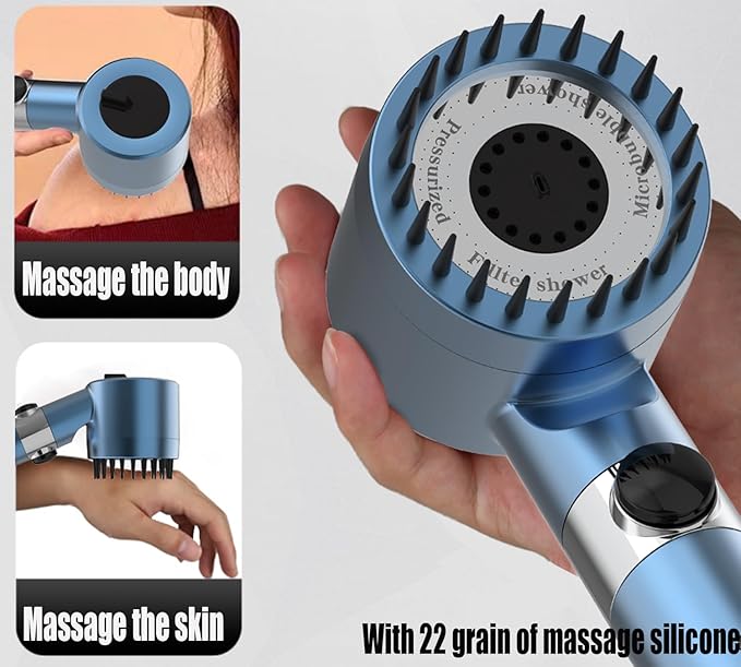 Shower Head with Handheld,Filtered Shower Heads High Pressure, High Flow Even with Low Water Pressure-Hand Held Showerhead Set, Filtered Showerhead with 59″Replacement Hose/Bracket/Cotton Filters