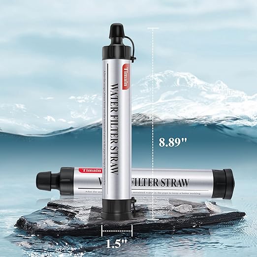 6 Pack Timain 4-Stage Filtration,High Flow Rate Water Filter Straw,Water Purifier Survival for Emergency Kits,Travel,Camping, Hiking,Fishing,Hunting (6)