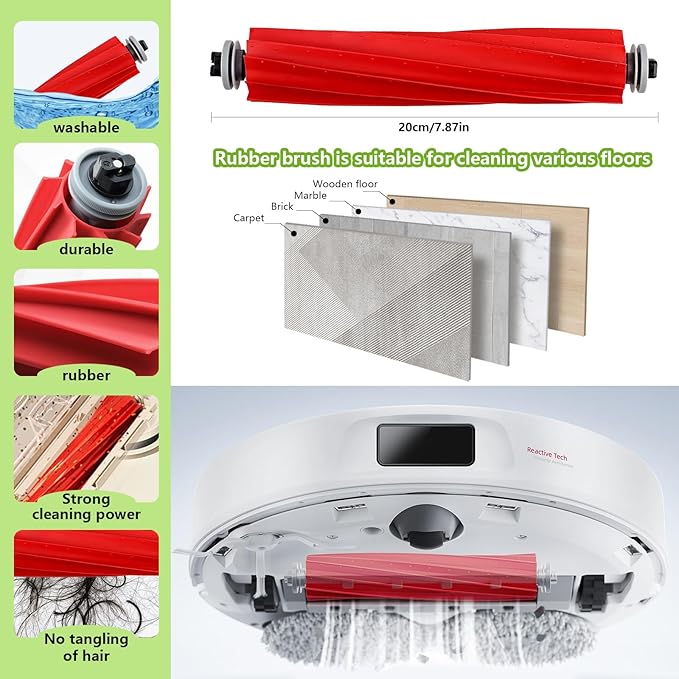 Yivy Vacuum Cleaner Replacement parts Compatible with Roborock Qrevo pro/Qrevo MaxV/Qrevo S/Qrevo plus,2 Main Brush Roller,6 White Side Brush,4 Hepa Filters,8 Mop Pads,6 Dust Bags (White-29)