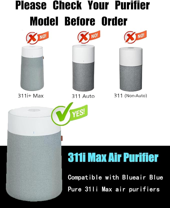 311i MAX Replacement filter Compatible with Blue Pure 311i Max Air Purifier F3MAX,3-stage Filtration System Activated Carbon Replacement Filter, Compared part #F3MAX,2Pack