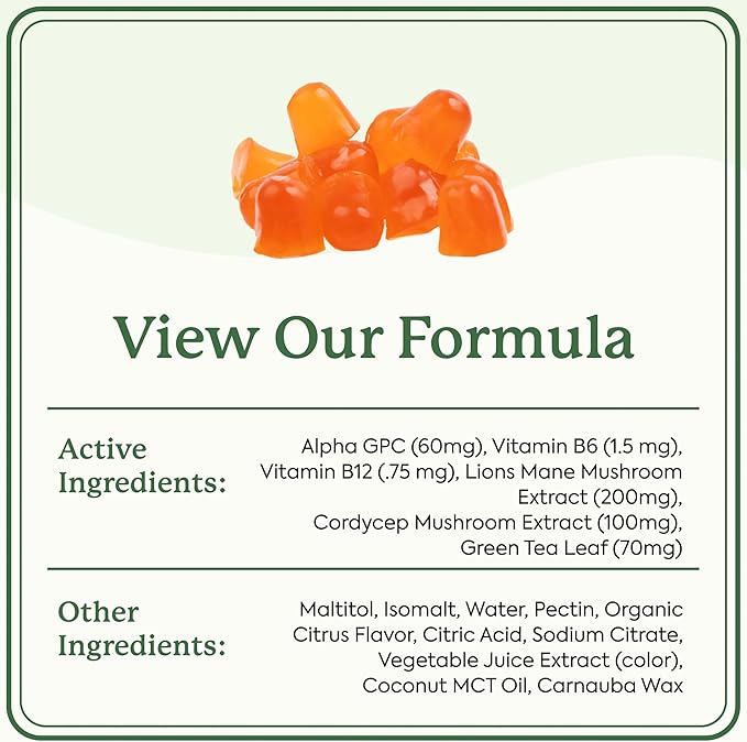Plant People WonderFocus Mushroom Gummies with Lion’s Mane & Cordyceps - Nootropic Brain Supplement Boosts Memory, Focus, Energy & Mood in Adults | No Sugar, 100% Vegan, Citrus Flavor, 60 Count