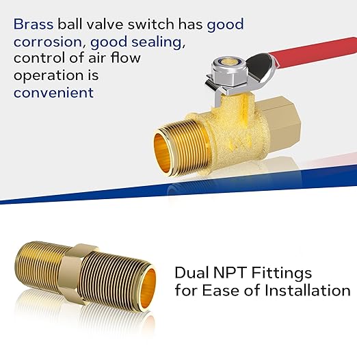 1/2 Inch NPT Air Dryer for Compressor,4 Stage Air Drying System,Brass Filter, Coalescing Filter,Double Desiccant Dryers & Air Regulator,Metal Bowl,Semi-Auto Drain,Industrial Grade(Blue)