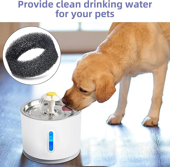 24 PCS Pet Fountain Filter Cat Water Fountain Sponge Cat Fountain Filter Replacement Sponge Foam for 2.2 L 74 OZ / 2.5L 84 OZ Stainless Steel Cat Fountain