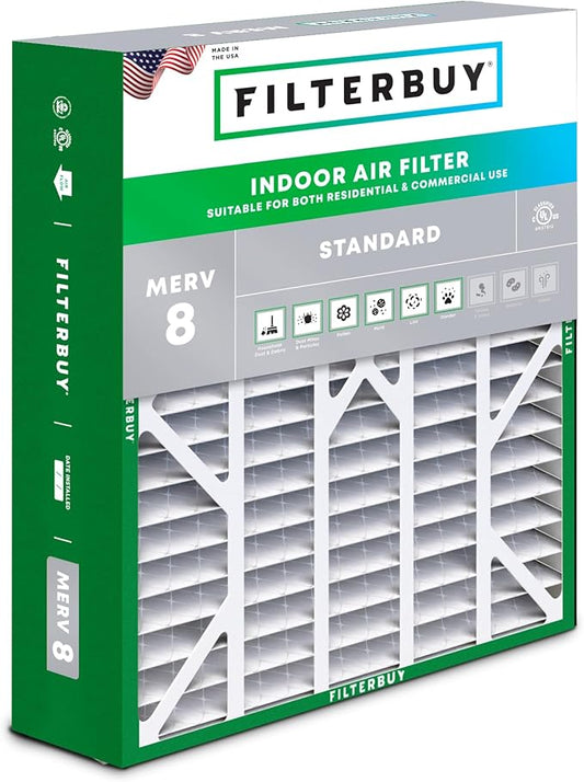 Filterbuy 20x25x6 Air Filter MERV 8 (MPR 700) Dust Defense (1-Pack), Pleated HVAC AC Furnace Filters for Aprilaire Space-Gard 201/2200 / 2250 & Lennox (Actual Size: 19.75 x 24.25 x 6.00)