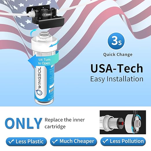 WINGSOL Under Sink Alkaline Water Filter with Faucet, Improves and Taste, 5-in-1 Function Reduces Heavy Meatal, Chlorine, PFAS, PFOA/PFOS, Odor, Sediment, NSF/ANSI 53&42 Certified Water Filter