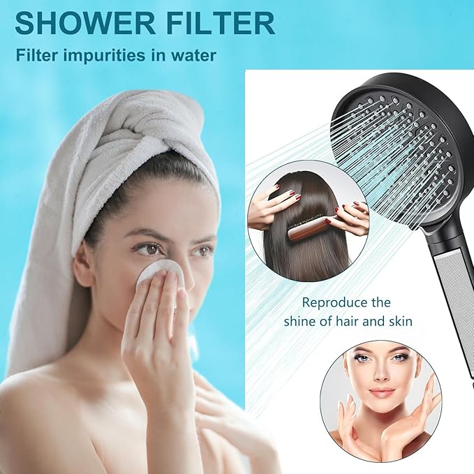 AWO 3 PACK Replacement Shower Filter Compatible with Cobbe Handheld Shower Head - 2.0 Carbon Showerhead Filter System,Water Softener Filters Beads for Hard Water Reduces Dry Itchy Skin,Remove Chlorine