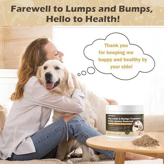 Natural Dog Lumps & Bumps Treatment - Lipoma Supplement for Dogs with Turkey Tail Mushroom Power - Buddy Immune Support & More Energy Guard with Lion’s Mane, Chaga, Reishi, Shiitake Mushrooms