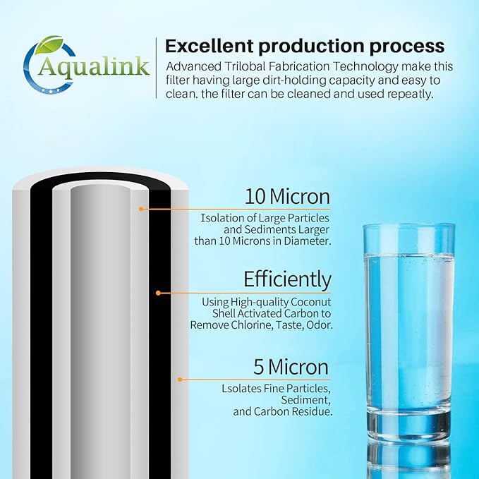 PP10BB-CC 5 Micron 10" x 4.5" Whole House Sediment Activated Carbon Water Filter Replacement for GE FXHTC, GXWH40L, GXWH35F, GNWH38S, RFC-BBSA, W50PEHD, DuPont WFHD13001