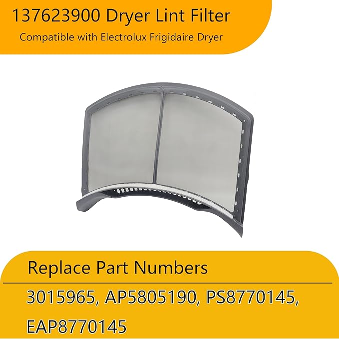 137623900 electrolux dryer lint filter Replacement for electrolux, kenmore Dryer EIMED55IIW3, EIMED60LT4 Replaces 3015965,AP5805190,PS8770145,EAP8770145