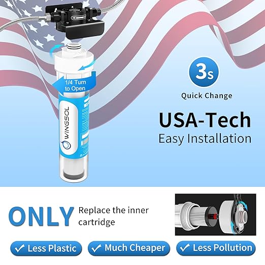 WINGSOL Under Sink Alkaline Water Filter with faucet, Improves and Taste, 5-in-1 Function Reduces Heavy Meatal, Chlorine, PFAS, PFOA/PFOS, Odor, Sediment, NSF/ANSI 53&42 Certified Water Filter